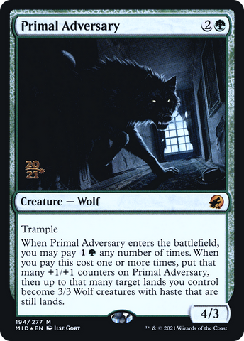 Primal Adversary [Innistrad: Midnight Hunt Prerelease Promos]