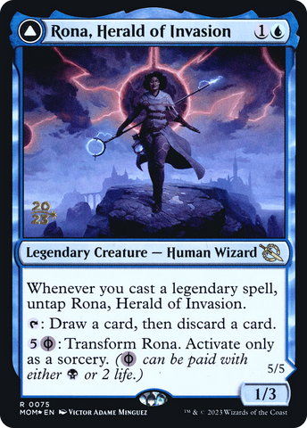 Rona, Herald of Invasion // Rona, Tolarian Obliterator [March of the Machine Prerelease Promos]