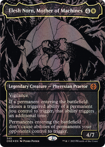 Elesh Norn, Mother of Machines (Oil Slick Raised Foil) [Phyrexia: All Will Be One]