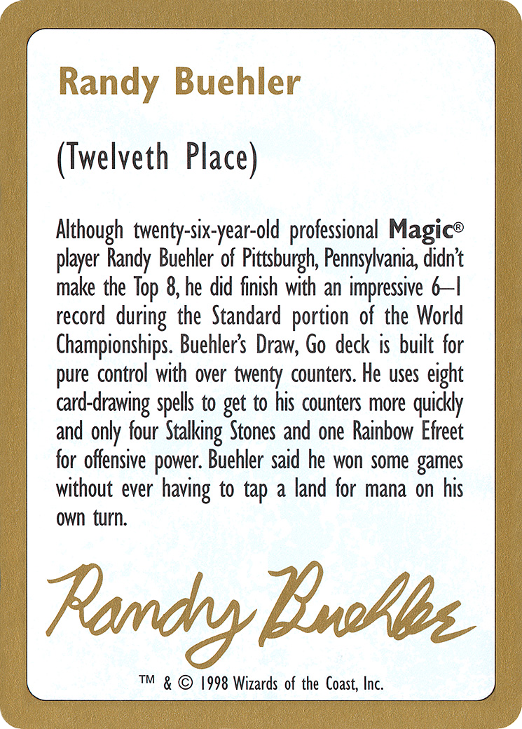 Randy Buehler Bio [World Championship Decks 1998]