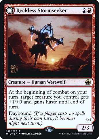Reckless Stormseeker // Storm-Charged Slasher [Innistrad: Midnight Hunt Prerelease Promos]