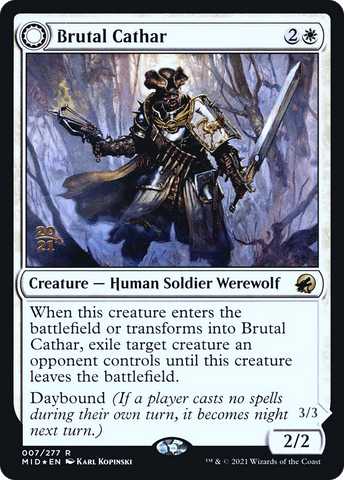Brutal Cathar // Moonrage Brute [Innistrad: Midnight Hunt Prerelease Promos]