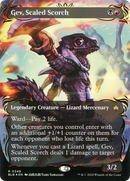 Gev, Scaled Scorch (Borderless) (Raised Foil) [Bloomburrow]