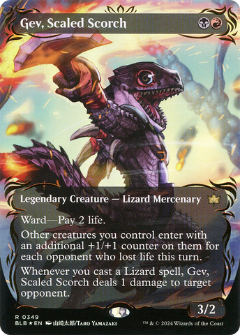 Gev, Scaled Scorch (Borderless) (Raised Foil) [Bloomburrow]