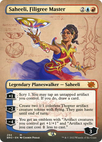 Saheeli, Filigree Master (Borderless Alternate Art) [The Brothers' War]
