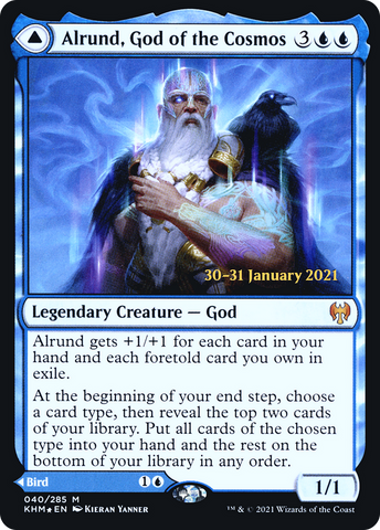 Alrund, God of the Cosmos // Hakka, Whispering Raven  [Kaldheim Prerelease Promos]