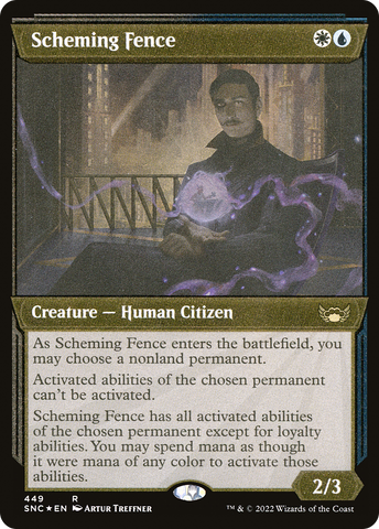 Scheming Fence (Showcase Art Deco Foil Etched) [Streets of New Capenna]
