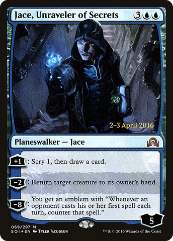 Jace, Unraveler of Secrets [Shadows over Innistrad Prerelease Promos]