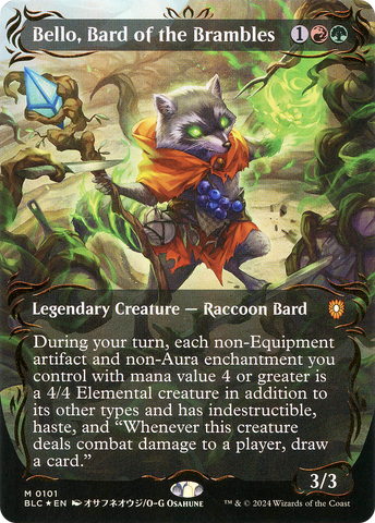 Bello, Bard of the Brambles (Borderless) (Raised Foil) [Bloomburrow Commander]