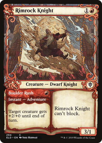 Rimrock Knight // Boulder Rush (Showcase) [Throne of Eldraine]