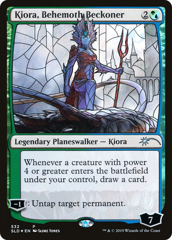 Kiora, Behemoth Beckoner (Stained Glass) [Secret Lair Drop Promos]