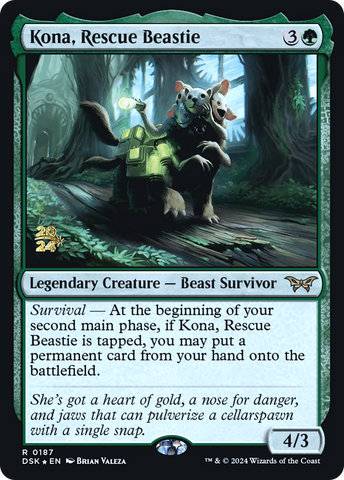 Kona, Rescue Beastie (0187) [Duskmourn: House of Horror Prerelease Promos]
