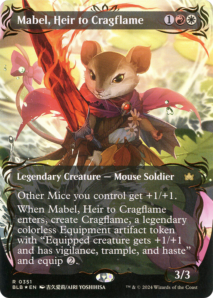 Mabel, Heir to Cragflame (Borderless) (Raised Foil) [Bloomburrow]
