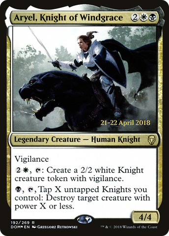 Aryel, Knight of Windgrace  [Dominaria Prerelease Promos]