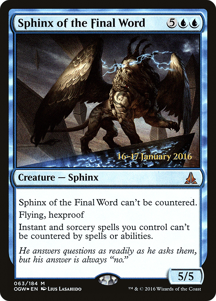 Sphinx of the Final Word [Oath of the Gatewatch Prerelease Promos]