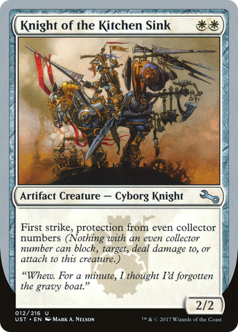 Knight of the Kitchen Sink ("protection from even collector numbers") [Unstable]