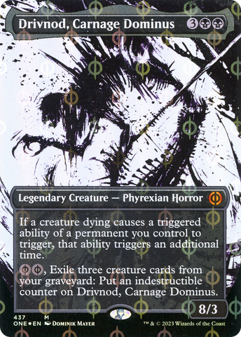 Drivnod, Carnage Dominus (Borderless Ichor Step-and-Compleat Foil) [Phyrexia: All Will Be One]